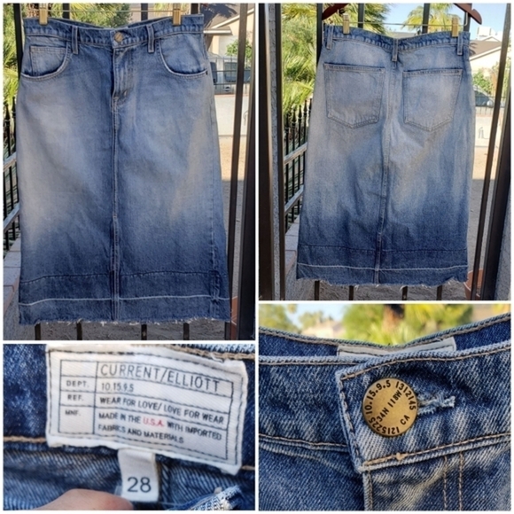 Current/Elliott Blue The Slit Midi Skirt - Picture 2 of 2